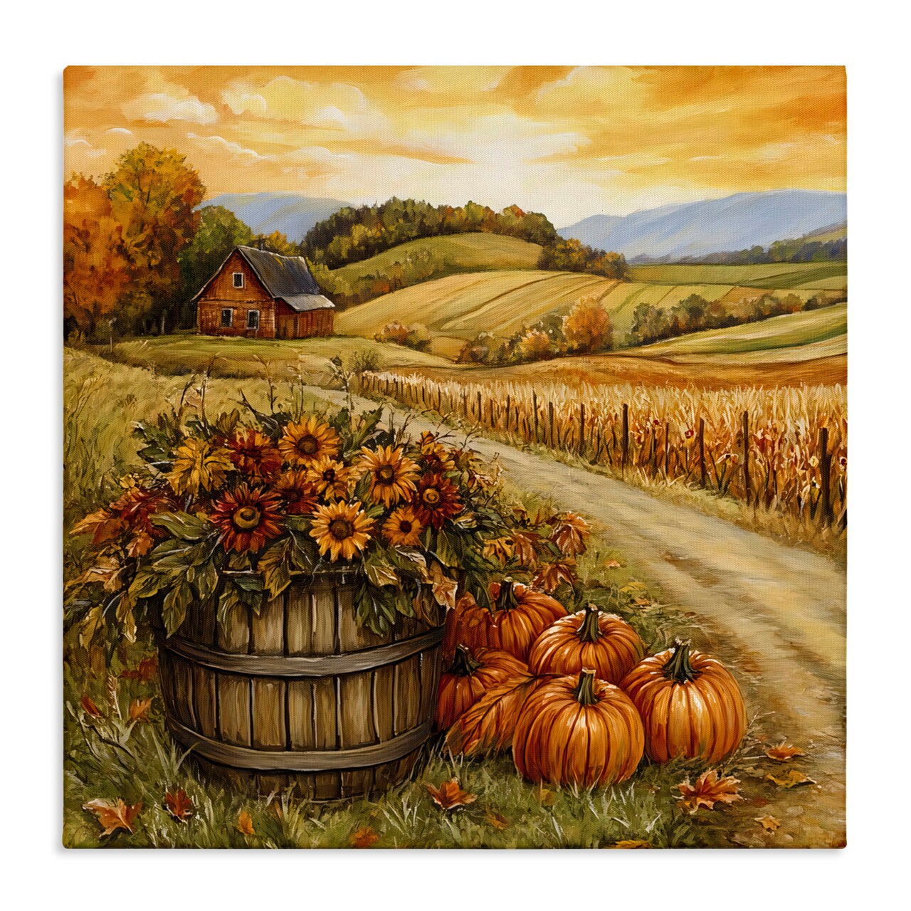 Stupell Industries Pumpkin Farm & Sunflowers Canvas, design by Creative Studio